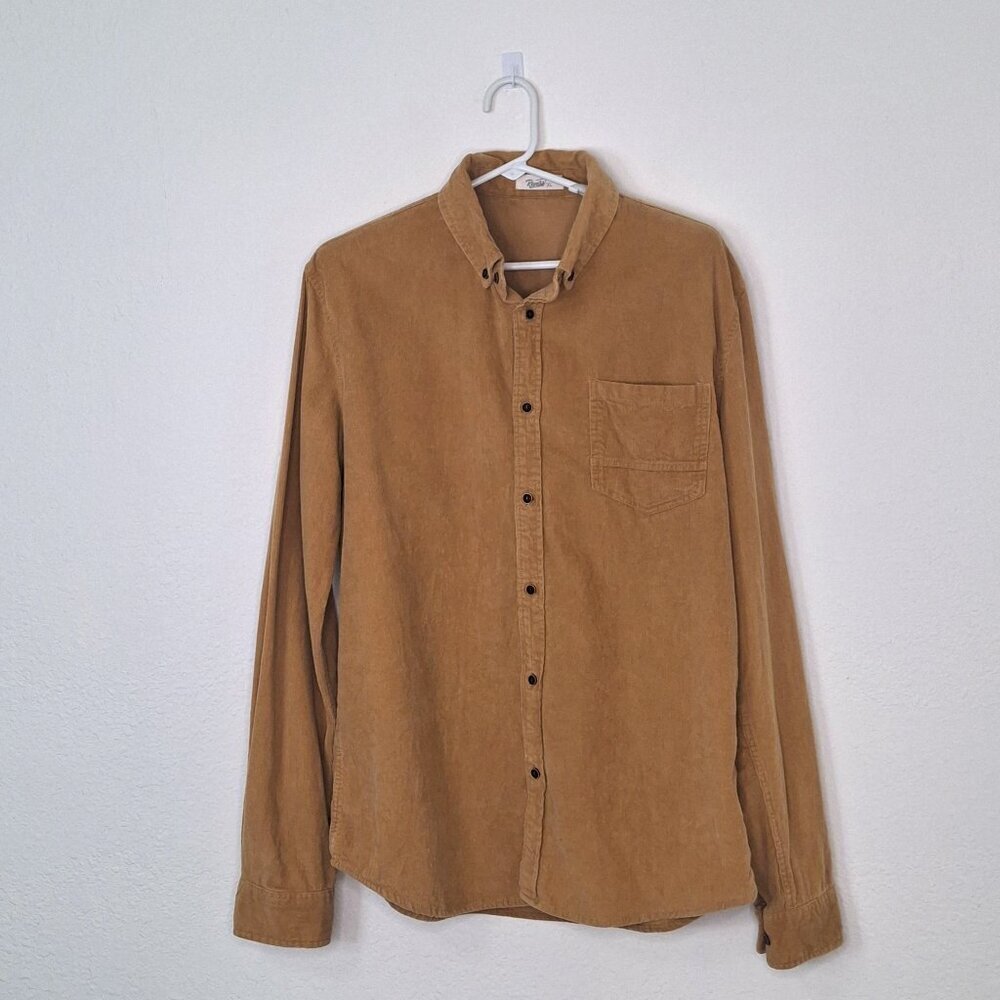 Reverb Mens Corduroy Shirt Sz XL Button Down Western Cowboy 70s Rodeo Camel
